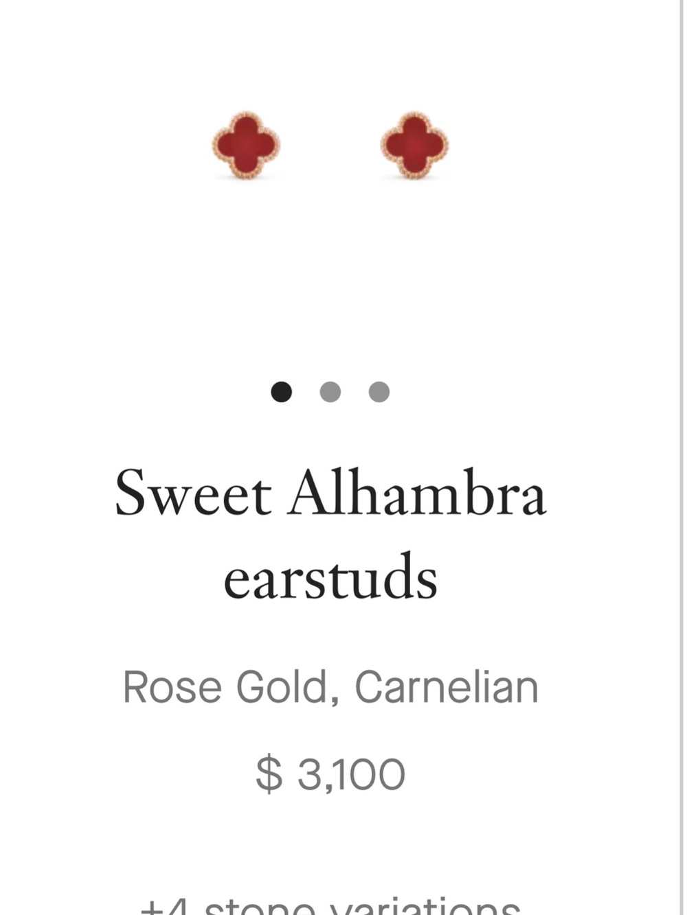 Van Cleef & Arpels Rose Gold Carnelian Alhambra Earstuds